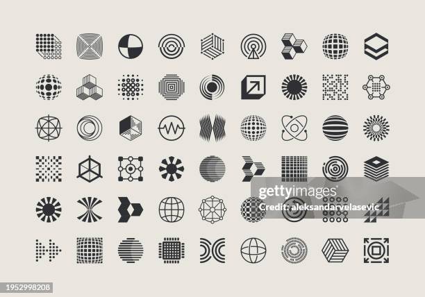 geometric icons design elements collection - communication logo stock illustrations