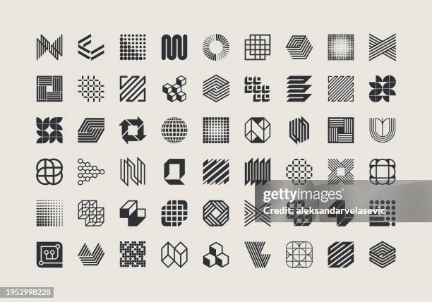 geometric icons design elements collection - cube shape stock illustrations