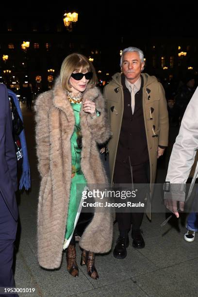 Anna Wintour and Baz Luhrmann attend the Giambattista Valli Haute Couture Spring/Summer 2024 show as part of Paris Fashion Week on January 22, 2024...