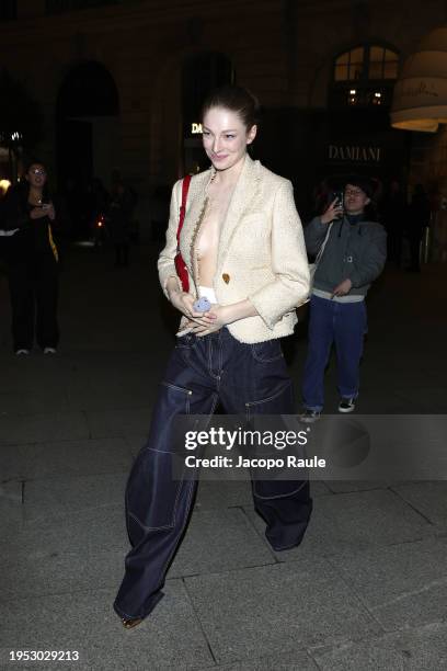 Hunter Schafer is seen during the Haute Couture Spring/ Summer 2024 as part of Paris Fashion Week on January 22, 2024 in Paris, France.