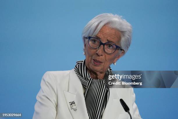 Christine Lagarde, president of the European Central Bank , at a rates decision news conference in Frankfurt, Germany, on Thursday, Jan. 25, 2024....