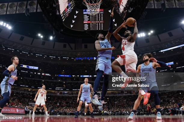 Patrick Williams of the Chicago Bulls controls the ball against the Memphis Grizzlies on January 20, 2024 at United Center in Chicago, Illinois. NOTE...