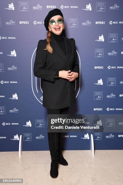 Milly Carlucci attends the Mission Onlus for Komen Italia at Chorus Café on January 22, 2024 in Rome, Italy.