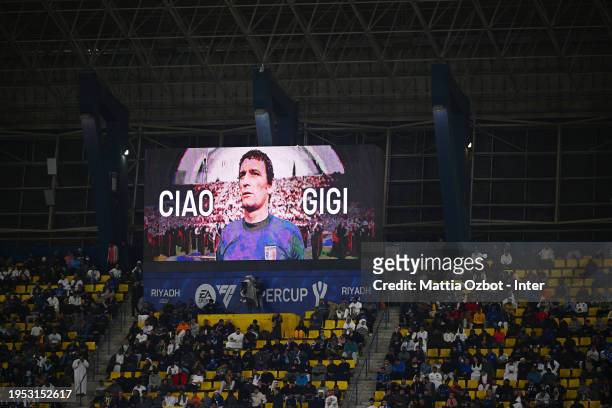 General view during a moment of commemoration in honor of Gigi Riva during the Italian EA Sports FC Supercup Final match between SSC Napoli and FC...