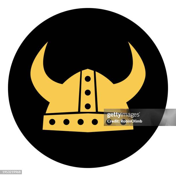 black and white viking helmet icon - viking helmet stock illustrations