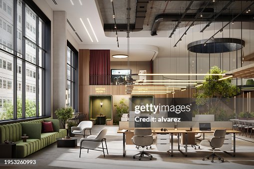 3d Image Of Large Open Space Coworking Office Interior High-Res Stock ...