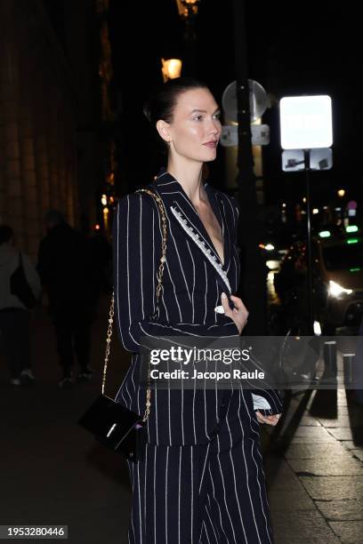 Karlie Kloss is seen during the Haute Couture Spring/ Summer 2024 as part of Paris Fashion Week on January 22, 2024 in Paris, France.