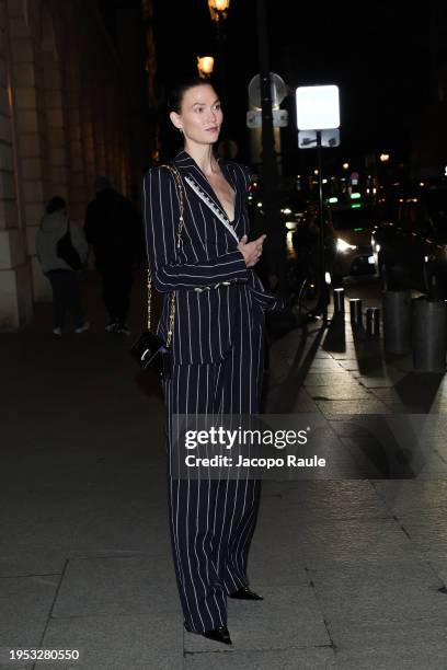 Karlie Kloss is seen during the Haute Couture Spring/ Summer 2024 as part of Paris Fashion Week on January 22, 2024 in Paris, France.