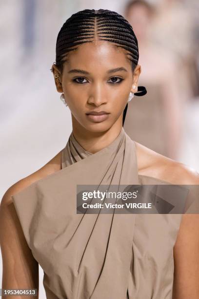 Model walks the runway during the Dior Haute Couture Spring/Summer 2024 fashion show as part of Paris Fashion Week on January 22, 2024 in Paris,...