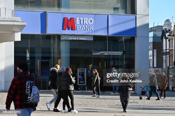 General exterior view of a Metro Bank on January 18, 2024 in Southend, United Kingdom.