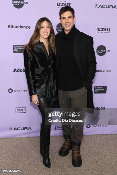 Kayla Ewell and Tanner Novlan attend the "Hit Man" Premiere during the 2024 Sundance Film Festival at Eccles Center Theatre on January 22, 2024 in...