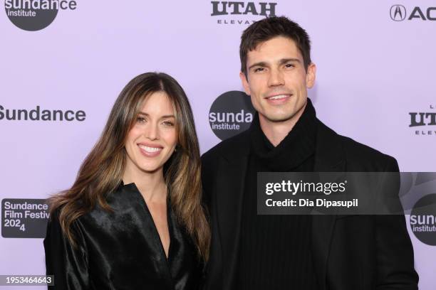 Kayla Ewell and Tanner Novlan attend the "Hit Man" Premiere during the 2024 Sundance Film Festival at Eccles Center Theatre on January 22, 2024 in...