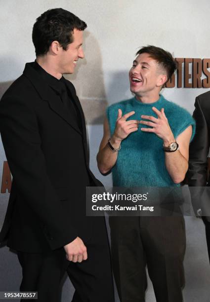 Callum Turner and Barry Keoghan attend the UK Premiere of "Masters Of The Air" at Picturehouse Central on January 22, 2024 in London, England.