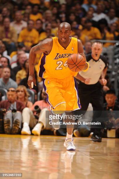 Kobe Bryant of the Los Angeles Lakers drives against the Phoenix Suns in Game One of the Western Conference Finals during the 2010 NBA Playoffs at...