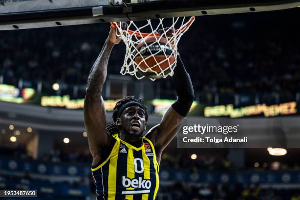 Johnathan Motley, #0 of Fenerbahce Beko Istanbul in action during the Turkish Airlines EuroLeague Regular Season Round 23 match between Fenerbahce...