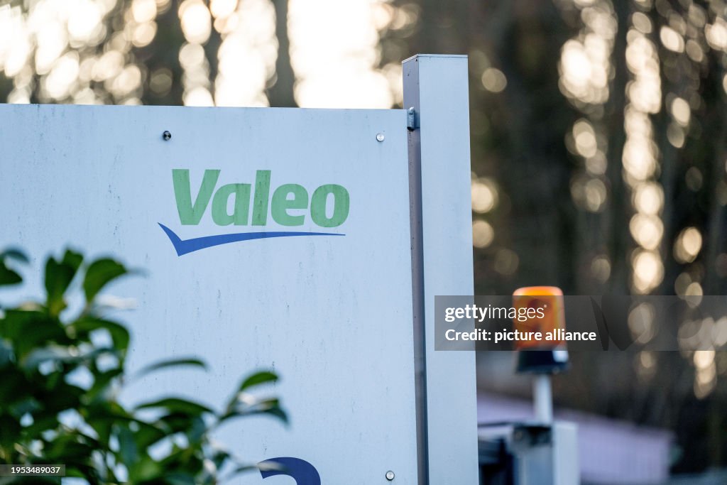 The logo of automotive supplier Valeo can be seen next to a signal ...