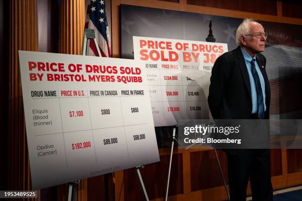 Senator Bernie Sanders, an independent from Vermont, during a news conference at the US Capitol in Washington, DC, US, on Thursday, Jan. 25, 2024....