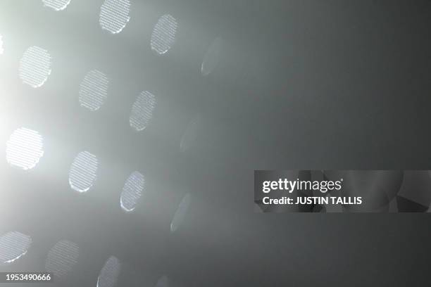Floodlights in the mist during the English FA Cup fourth round football match between Bournemouth and Swansea City at the Vitality Stadium in...