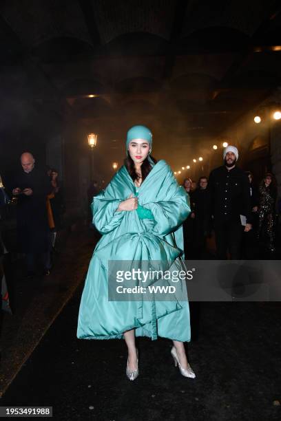 Araya A. Hargate at Maison Margiela Couture Spring 2024 as part of Paris Couture Fashion Week held at Pont Alexandre III on January 25, 2024 in...