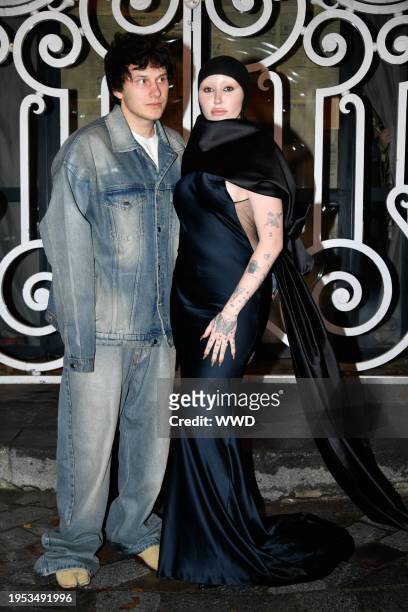 Pinkus and Noah Cyrus at Maison Margiela Couture Spring 2024 as part of Paris Couture Fashion Week held at Pont Alexandre III on January 25, 2024 in...