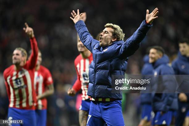 Antoine Griezmann of Atletico Madrid celebrates after winning the Copa del Rey Quarter-Final match between Atletico Madrid and Sevilla at Civitas...