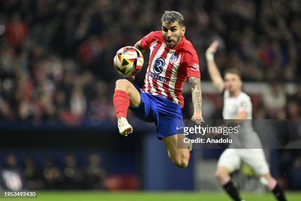 Angel Correa of Atletico Madrid in action during the Copa del Rey Quarter-Final match between Atletico Madrid and Sevilla at Civitas Metropolitano...