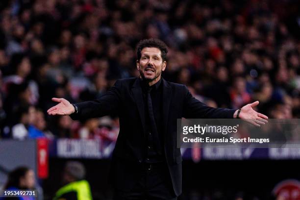 Diego Pablo Simeone Head Coach of Atletico de Madrid gestures during the Quarter Finals of Copa del Rey match between Atletico Madrid and Sevilla FC...