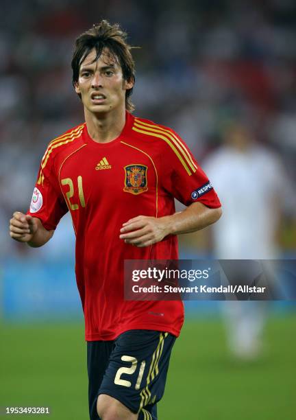 June 22: David Silva of Spain in action during the UEFA Euro 2008 Quarter Final match between Spain and Italy at Ernst-happel Stadium on June 22,...