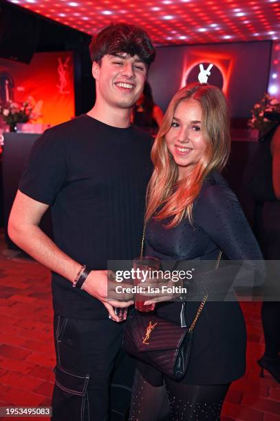 Lukas Leonhardt and Dalia Mya Schmidt-Foss attend the Yves Saint Laurent Beauty Black Opium 10th anniversary celebration at Watergate Club on January...