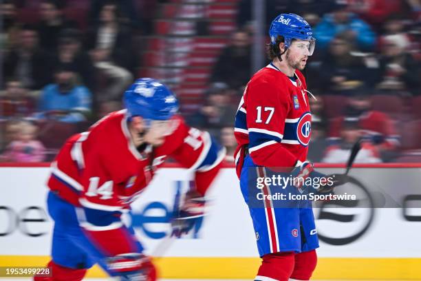 Montreal Canadiens right wing Josh Anderson skates during warm-up before the New York Islanders versus the Montreal Canadiens game on January 25 at...