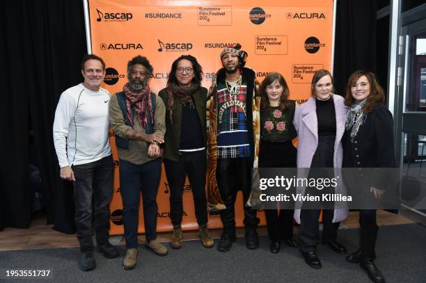 Michael Todd, Robert Aiki Aubrey Lowe, Stephen Maing, Chris Smalls, Brett Story, Amanda Shoffner, and Loretta Muñoz attend the ASCAP Music Cafe and...