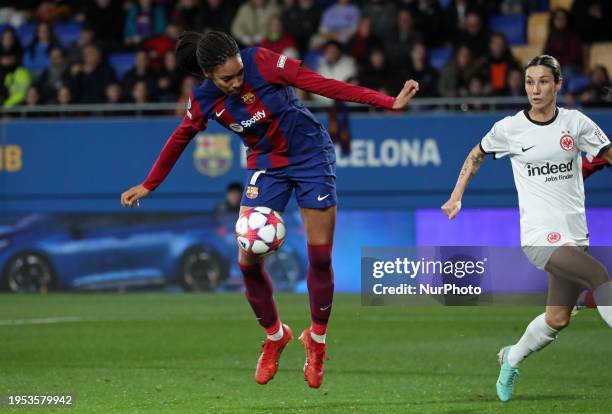 Salma Paralluelo is playing in the match between FC Barcelona and Eintracht Frankfurt for week 5 of the UEFA Women's Champions League at the Johan...