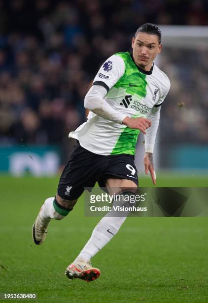 Darwin Nunez of Liverpool in action during the Premier League match between Burnley FC and Liverpool FC at Turf Moor on December 26, 2023 in Burnley,...
