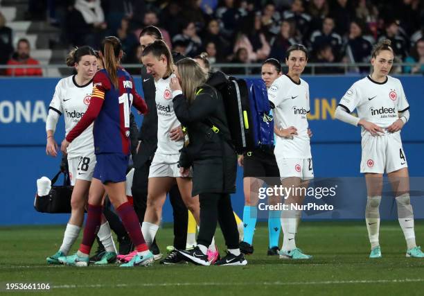 Tanja Pawollek is getting injured during the match between FC Barcelona and Eintracht Frankfurt for week 5 of the UEFA Women's Champions League,...