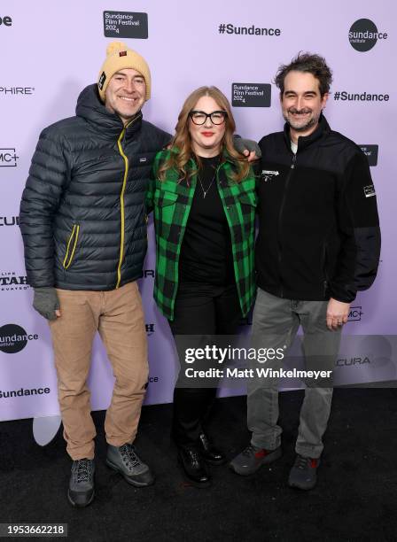 Mark Duplass, Mel Eslyn and Jay Duplass attend the Episodic Pilot Showcase: "Penelope" "Me/We" And "La Mesias" during the 2024 Sundance Film Festival...