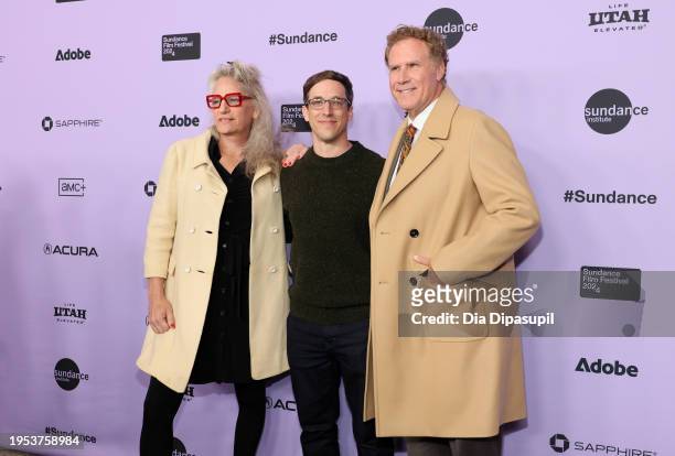 Harper Steele, Josh Greenbaum, and Will Ferrell attend the "Will & Harper" Premiere during the 2024 Sundance Film Festival at Eccles Center Theatre...