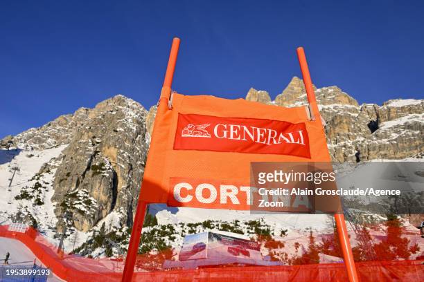 General view during the Audi FIS Alpine Ski World Cup Women's Downhill on January 26, 2024 in Cortina d'Ampezzo, Italy.