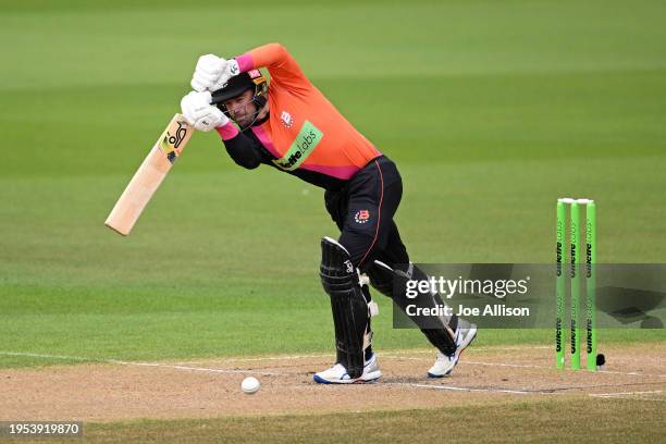 Peter Bocock of the Brave bats during the T20 Super Smash match between Otago Volts and Northern Districts Brave at University of Otago Oval on...