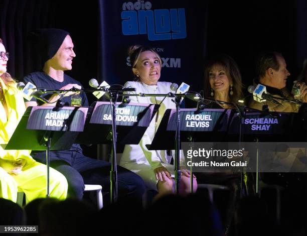 Cheyenne Jackson, Chloe Fineman and Susan Lucci participate during SiriusXM's Radio Andy Theater Live at The Green Room 42 on January 22, 2024 in New...