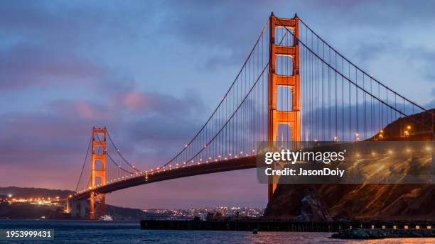 golden gate bridge - golden gate bridge night stock pictures, royalty-free photos & images