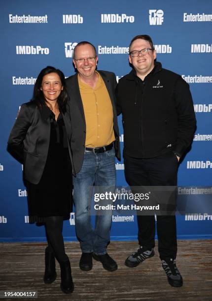 Joana Vicente, Col Needham and Duncan Crabtree-Ireland attend the IMDb, WIF, and Entertainment Weekly Dinner Party at RIME at The St. Regis Deer...