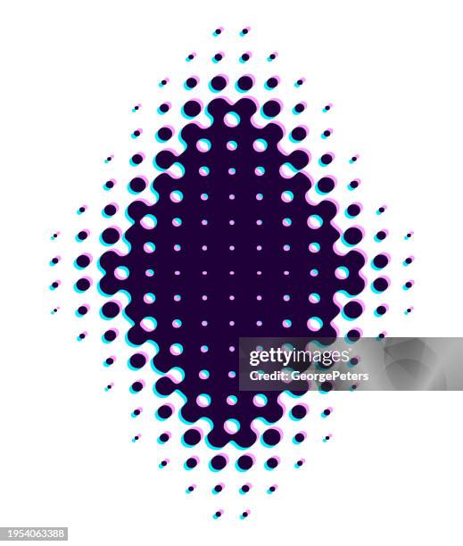 diamond shaped frame-border with halftone and glitch technique - vertical 3d frame white background stock illustrations