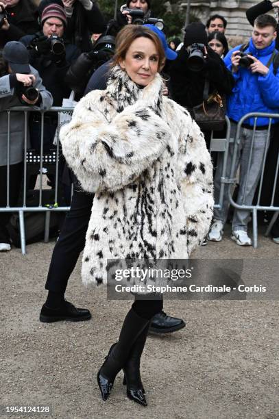 Philippine Leroy-Beaulieu attends the Schiaparelli Haute Couture Spring/Summer 2024 show as part of Paris Fashion Week on January 22, 2024 in Paris,...