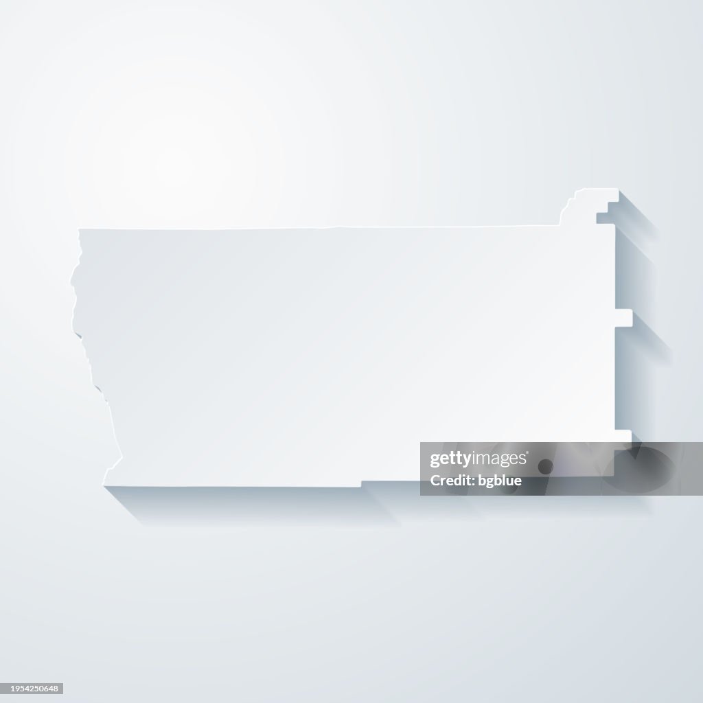 Dougherty County, Georgia. Map with paper cut effect on blank background