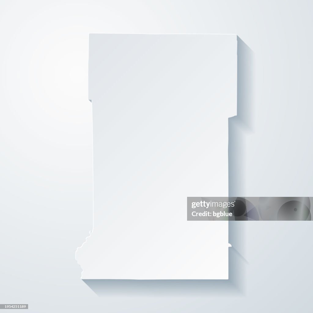 Crow Wing County, Minnesota. Map with paper cut effect on blank background