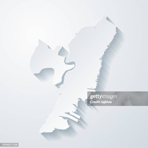 hudson county, new jersey. map with paper cut effect on blank background - jersey city stock illustrations