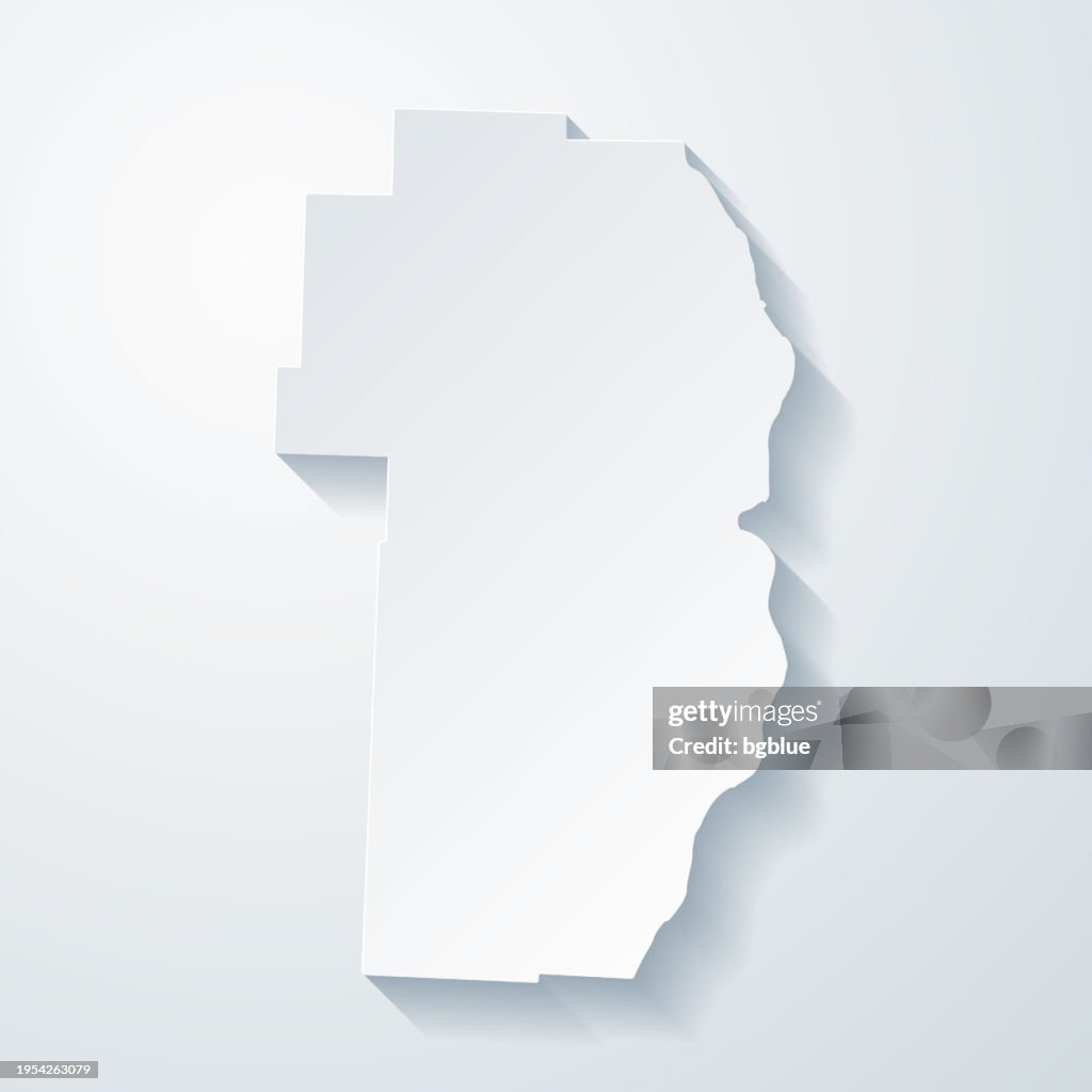 Jefferson County, Ohio. Map with paper cut effect on blank background