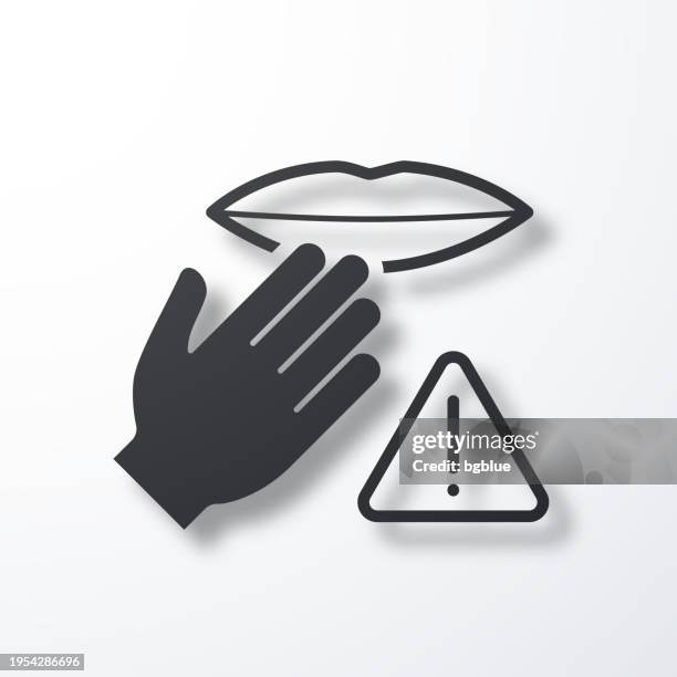 do not touch mouth. icon with shadow on white background - avoid touching stock illustrations