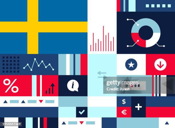 makroökonomie für schweden - krona stock-grafiken, -clipart, -cartoons und -symbole
