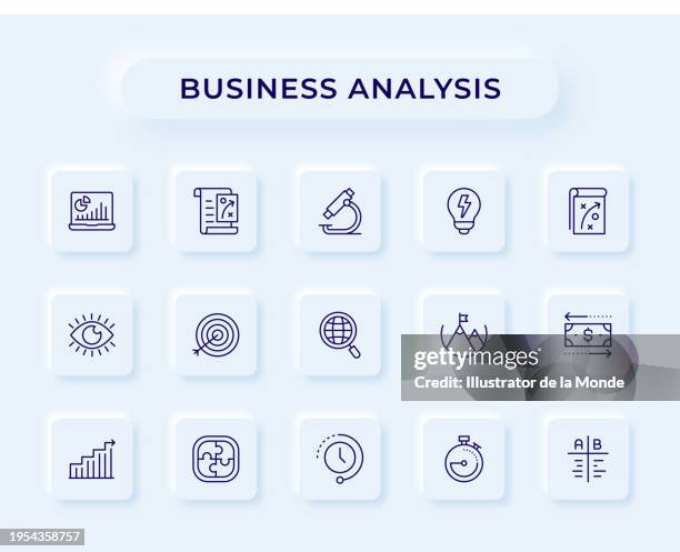 business analysis line icons - data mining stock illustrations